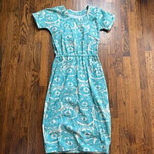 Raccoon Dress Handmade Amazing Quirky Trash Panda Dress Size XS/S Turquoise